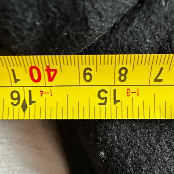 AllSaints Onix Pony Black Wool Coat Tailored Straight Coat Leather Trim Size 2 - Picture 5 of 14